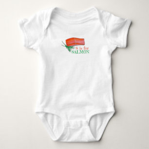 Body Para Bebê S é para SALMON Alaskan Fish Seafood - Letra ABC
