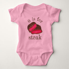 Body Para Bebê S é para STEAK Rare Meat Foodie Alphabet ABC