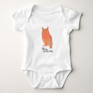 Body Para Bebê Sábio como uma Coruja Tipografia Watercolor