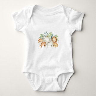 Body Para Bebê Safari lion, elephant and tiger illustration kids