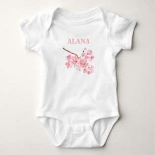 Body Para Bebê Sakura Flor de Cerejeira Rosa Nome