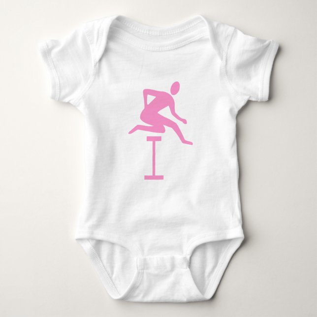 Body Para Bebê Saltando obstáculos - Rosa (Frente)