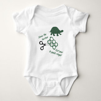 Body Para Bebê Salve as Tartarugas Anéis de Seis Pack Cortados