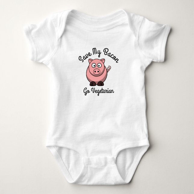 Body Para Bebê Salve Meu Bacon Torne-se Vegetariano (Frente)