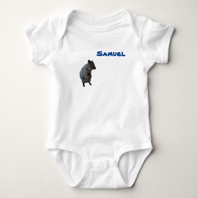Body Para Bebê Samuel nome Com Quokka Australiano, Bodysuit de Be (Frente)
