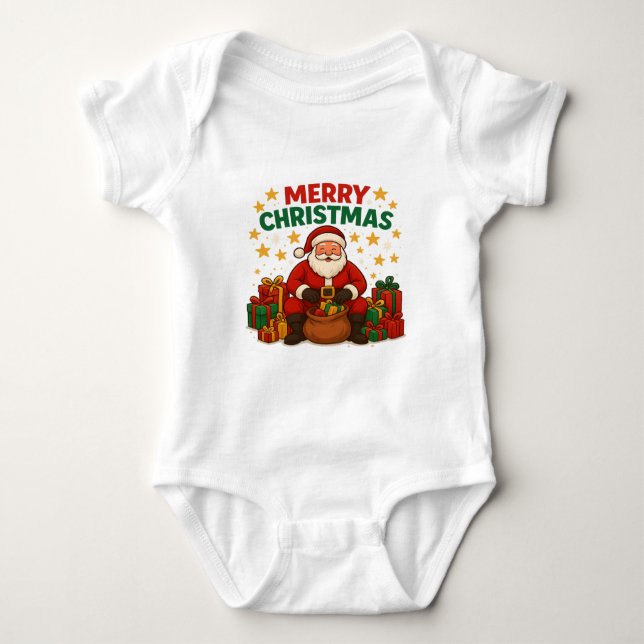 Body Para Bebê Santa Baby Bodysuit – Merry Christmas Holiday Gift (Frente)
