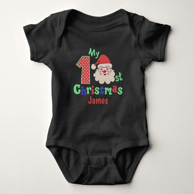 Body Para Bebê Santa Baby Primeiro Natal Personalizado  (Frente)