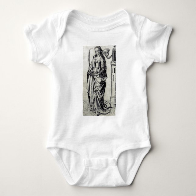 Body Para Bebê Santa Bárbara da Torre Arte Gráfica Sagrada (Frente)