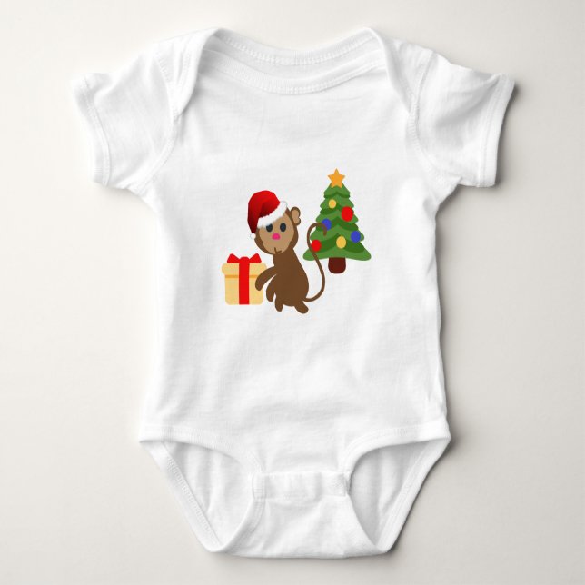 Body Para Bebê santa claus monkey emoji (Frente)