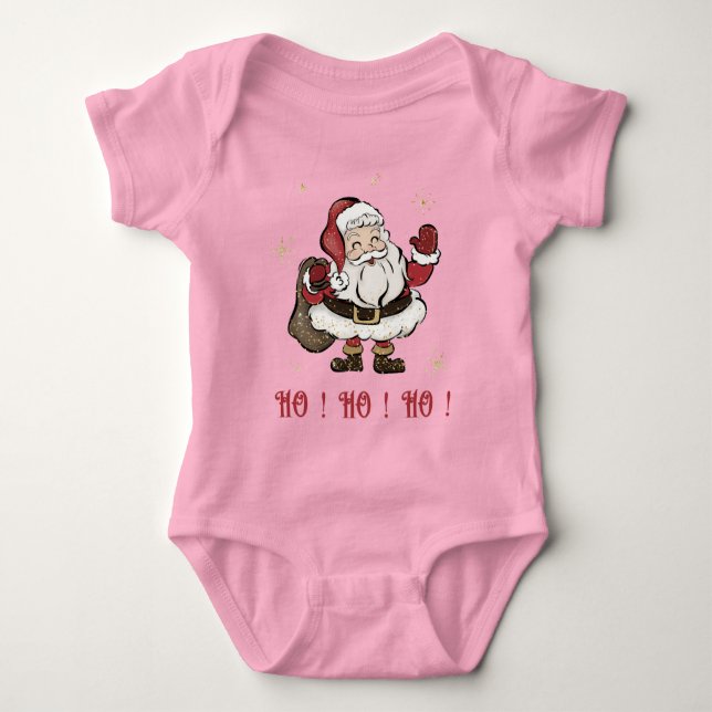 Body Para Bebê Santa Claus Pink Bebê Roupa (Frente)