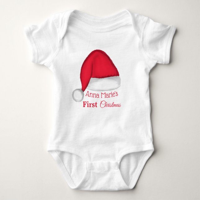Body Para Bebê Santa Hat Baby T Shirt Personalizado (Frente)
