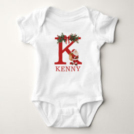 Body Para Bebê Santa Monogrammed and Name Family Matching