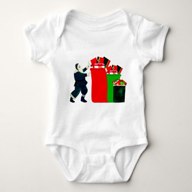Body Para Bebê Santa Packing Gift Sacks T-Shirt (Frente)