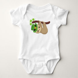 Body Para Bebê Santa Patrick's Day Sloth, Leprechaun Hat, Clovers