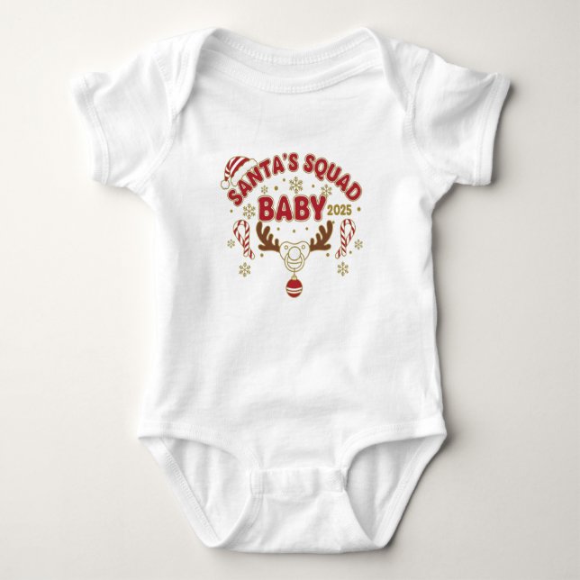 Body Para Bebê Santa’s Squad – Baby 2025 | Cute Christmas Baby (Frente)
