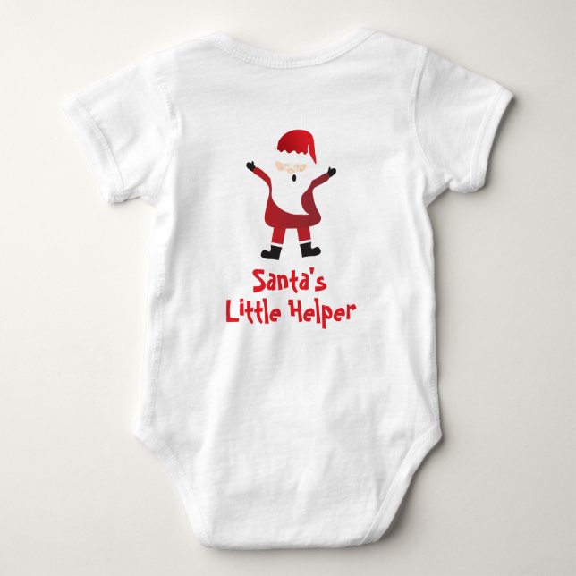 Body Para Bebê Santas Little Helper Cute Santa Claus Red (Verso)