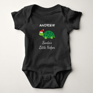 Body Para Bebê Santas pequeno capacete verde de Natal