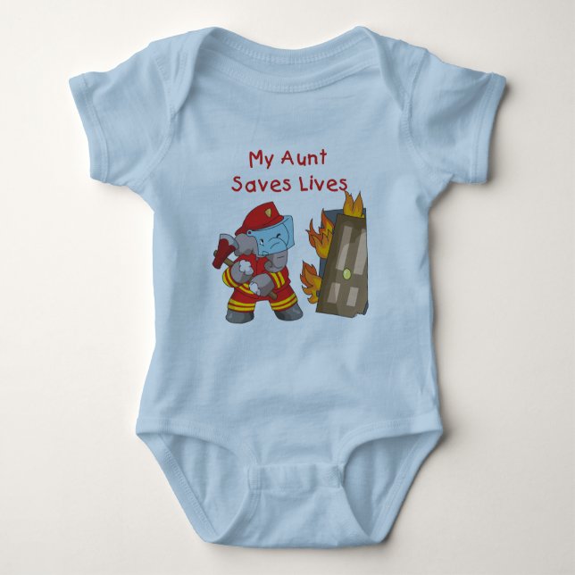 Body Para Bebê Sapador-bombeiro minha tia Salvamento Vida (Frente)