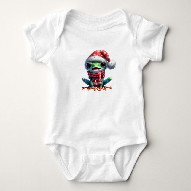Body Para Bebê Sapo de Natal animado (Frente)