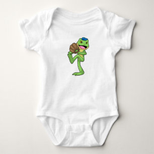 Body Para Bebê Sapo no Baseball com Luvas