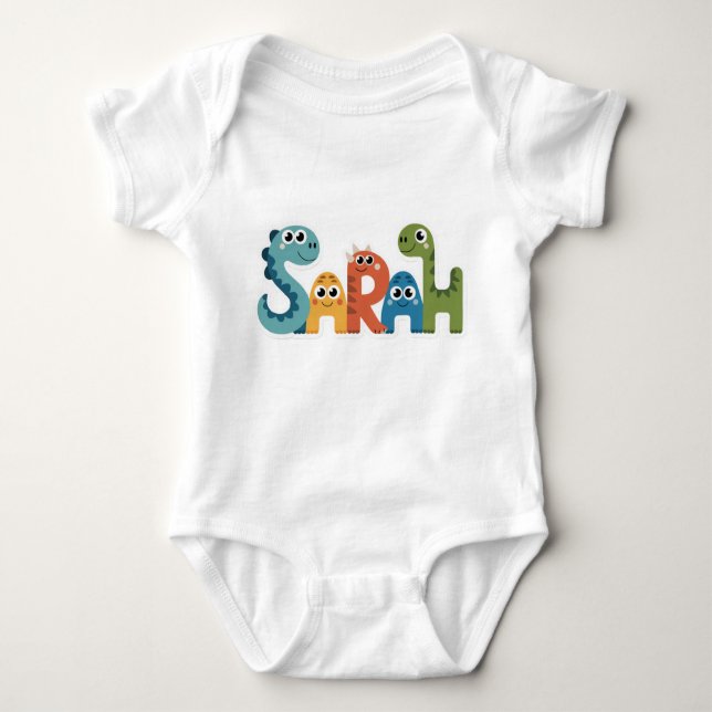 Body Para Bebê Sarah Personalizou o bebê dinossauro (Frente)
