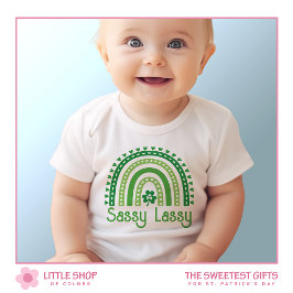 Body Para Bebê Sassy Lassy Arco-íris Trevo Menina do Dia de São P