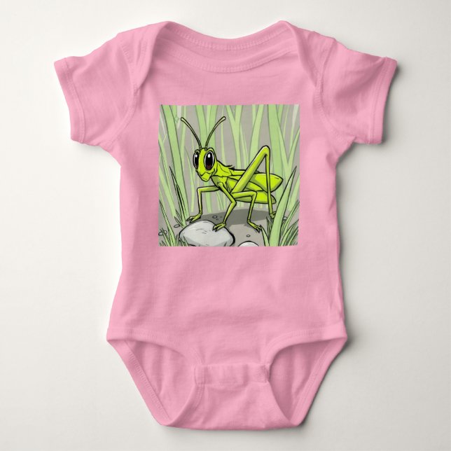 Body Para Bebê Sauterelle verte cartoon (Frente)