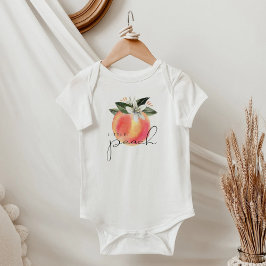 Body Para Bebê SAVANNAH Pequeno Pêssego Fruta de Aquarela Floral