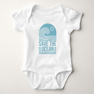 Body Para Bebê Save the ocean activist beach retro blue aesthetic