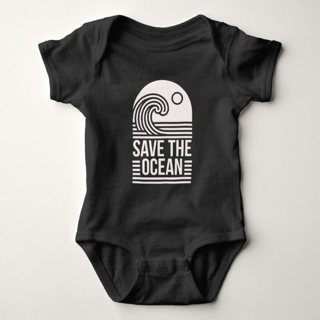 Body Para Bebê Save the ocean protection conservation black (Frente)