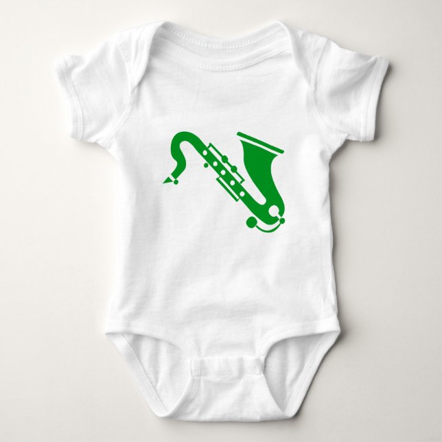 Body Para Bebê Saxofone - Grass Green (Frente)