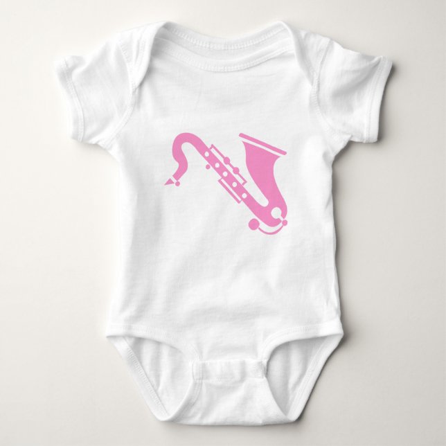 Body Para Bebê Saxofone - Rosa (Frente)