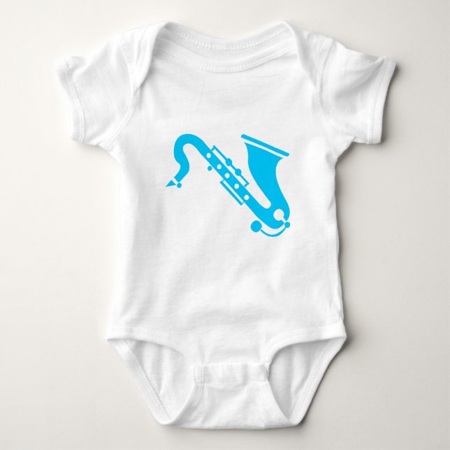Body Para Bebê Saxofone - Sky Blue (Frente)