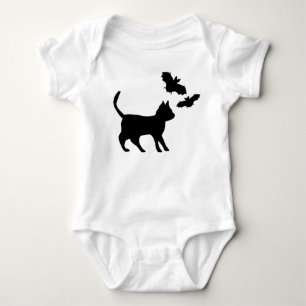 Body Para Bebê Schwarzer Kater mit Fledermas