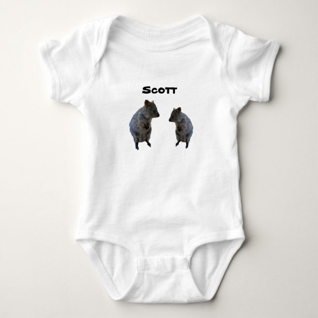 Body Para Bebê Scott Nome Com Quokkas Australianos, Bodysuit De B (Frente)