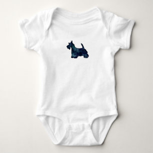 Body Para Bebê Scottie Terrier Black Watercolor Silhouette