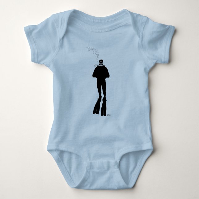 Body Para Bebê Scuba Diver Silhouette (Homem) (Frente)