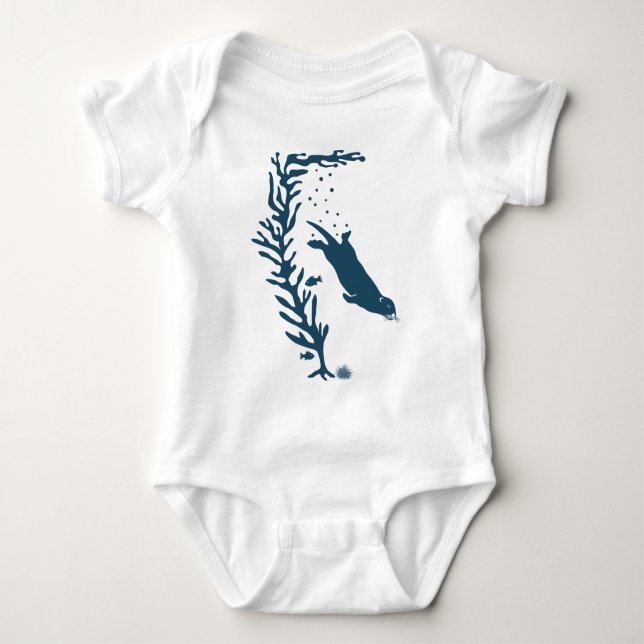 Body Para Bebê sea California marine otter forest kelp ocean (Frente)