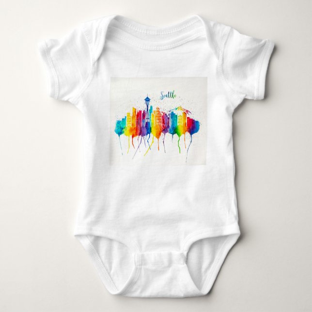 Body Para Bebê Seattle Skyline Baby Jersey Body Susey (Frente)
