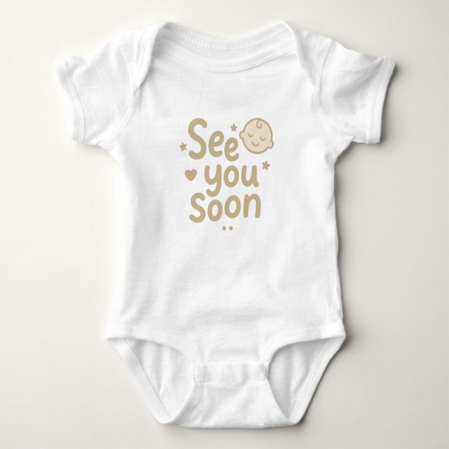 Body Para Bebê See You Soon" Cute Neutral Baby Design (Frente)