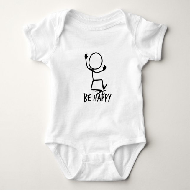 Body Para Bebê Seja feliz em T-Shirt (Frente)