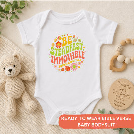 Body Para Bebê Seja Firme e Inabalável – Floral Ondulado Cristão