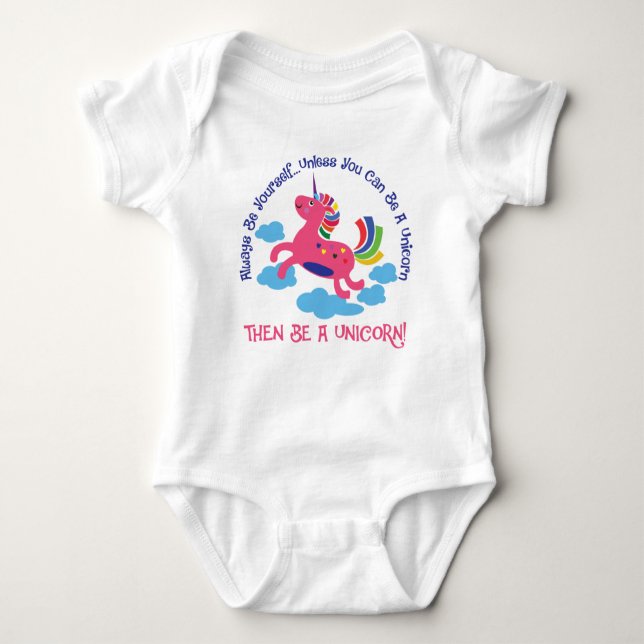 Body Para Bebê Seja um macacão-macaco Unicorn Baby Jersey (Frente)