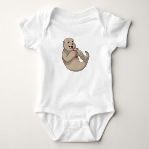Body Para Bebê Selo com Mug com Palha