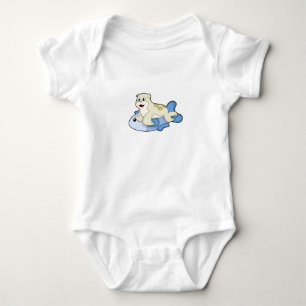Body Para Bebê Selo com Peixe