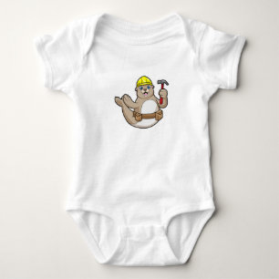 Body Para Bebê Selo como carpinteiro com martelo e chapéu