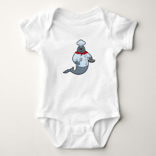 Body Para Bebê Selo como cozinheiro com Pan & Spatula