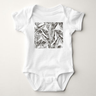 Body Para Bebê Selva Branca Negra: Padrão Vegetal Tropical