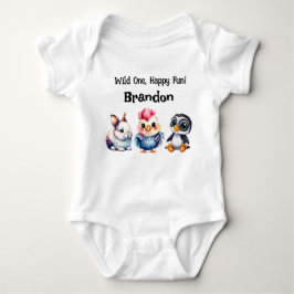 Body Para Bebê Selvagem De Animais De Floresta Brincadeiras