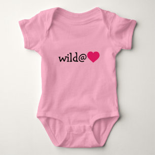 Body Para Bebê Selvagem de Coração - Coração Rosa Quente